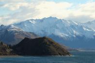 A general view of Lake Hawea in Wanaka, New Zealand.