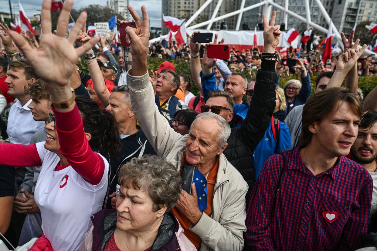 Thousands of people march against Poland’s pro-Russian party (Getty Images)