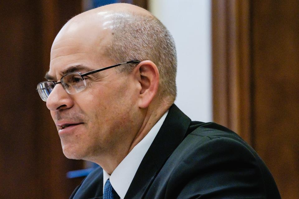 Tuscarawas County Court of Common Pleas Judge Michael Ernest addresses William Timberlake during his sentencing hearing in New Philadelphia.