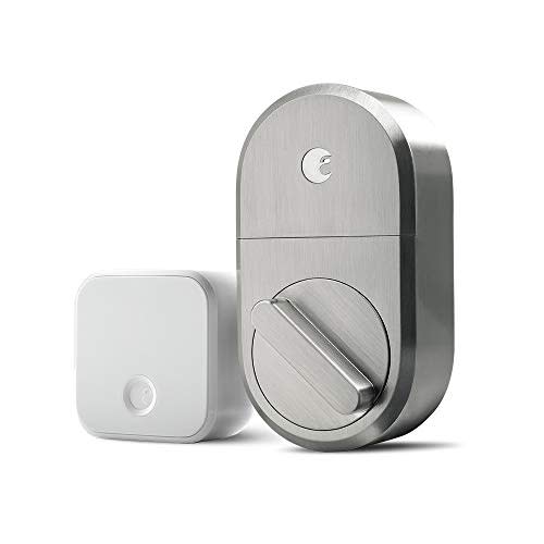 August Home Smart Lock + Connect Wi-Fi Bridge, Satin Nickel, Works with Alexa, Keyless Home Ent…