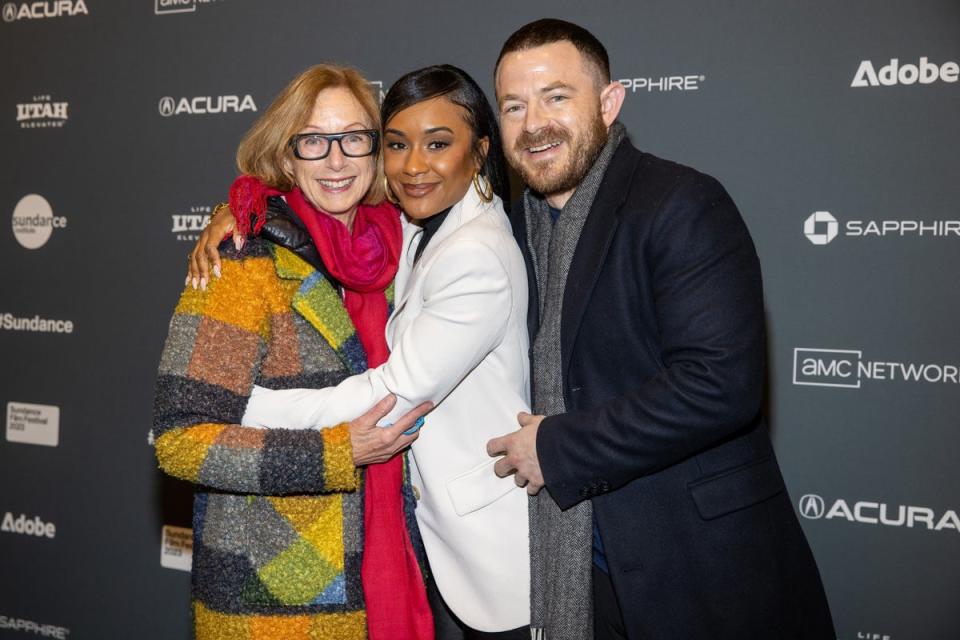 Michelle Satter, AV Rockwell, and Michael Latt attend the 2023 Sundance Film Festival ‘A Thousand And One’ Premiere at The Ray Theatre on January 22, 2023 in Park City, Utah. (Getty Images for Focus Features)