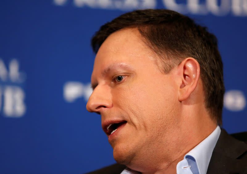 FILE PHOTO: PayPal co-founder and Facebook board member Thiel delivers speech on US presidential election at the National Press Club in Washington