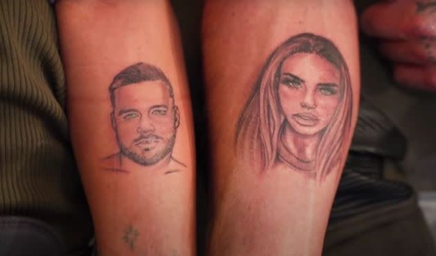 Carl Woods and Katie Price tattoos (Photo: YouTube)