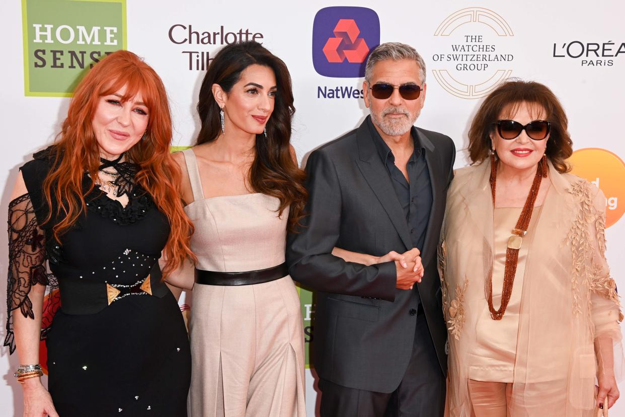 Charlotte Tilbury, Amal Clooney, George Clooney and Baria Alamuddin attend the Prince's Trust and TKMaxx & Homesense Awards 2023 (Stuart C. Wilson / Getty Images)