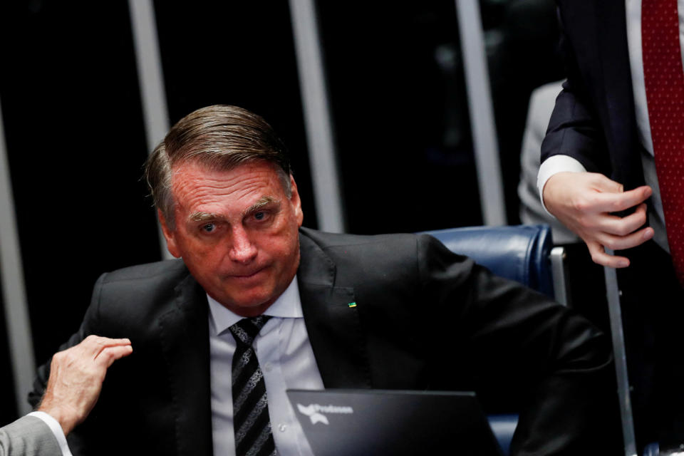 Brazil's President Jair Bolsonaro attends a session of the National Congress to decree amends to the constitution to bypass the country's spending cap and boost social benefits, in Brasilia, Brazil July 14, 2022. REUTERS/Adriano Machado