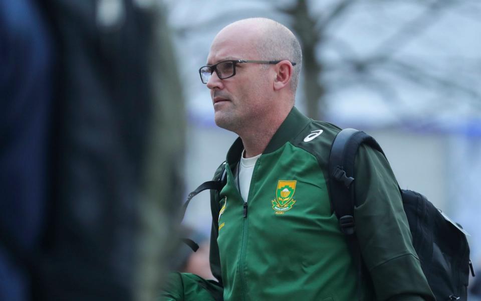 South Africa head coach Jacques Nienaber arrives before the Autumn International match at Twickenham Stadium, London. - Ben Whitley/PA