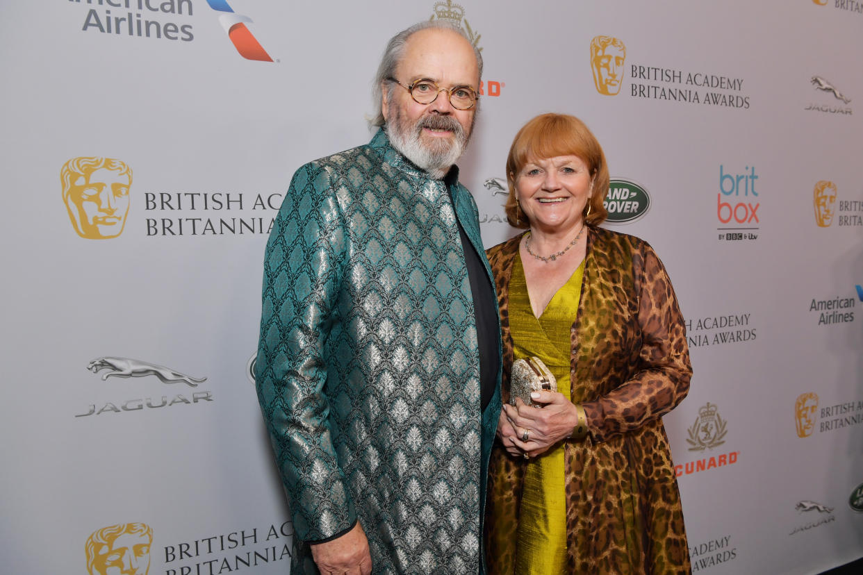 BEVERLY HILLS, CALIFORNIA - OCTOBER 25: (L-R) David Keith Heald and Lesley Nicol attend the 2019 British Academy Britannia Awards presented by American Airlines and Jaguar Land Rover at The Beverly Hilton Hotel on October 25, 2019 in Beverly Hills, California. (Photo by Emma McIntyre/BAFTA LA/Getty Images for BAFTA LA)