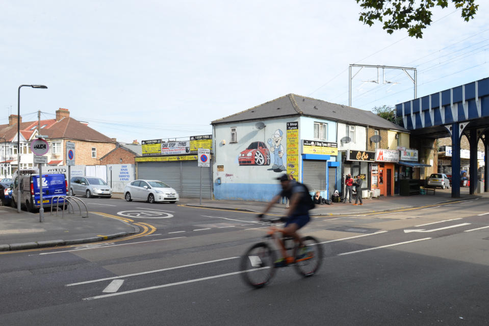 The scene in Leyton, east London, where a police officer was stabbed shortly before midnight after attempting to stop a van.