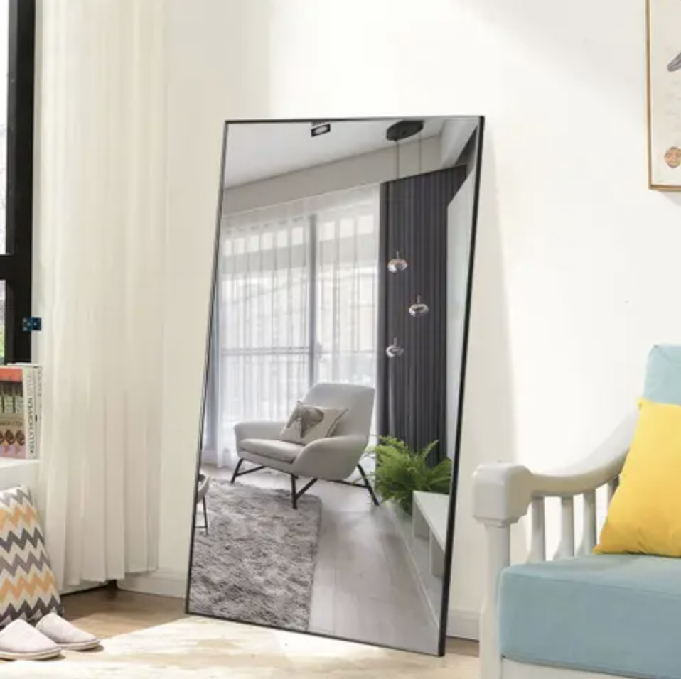 Modern Aluminum Alloy Thin Framed Full Length Floor Mirror