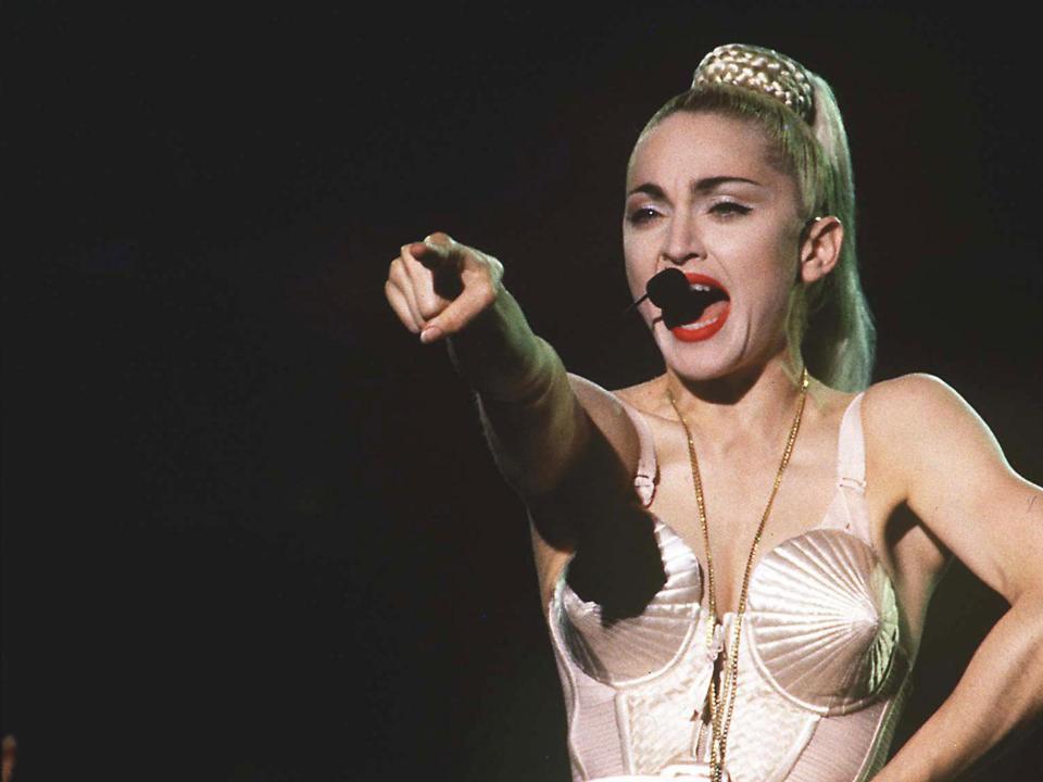 Madonna performing on the Blond Ambition Tour in Tokyo, Japan, April 1990: Rex