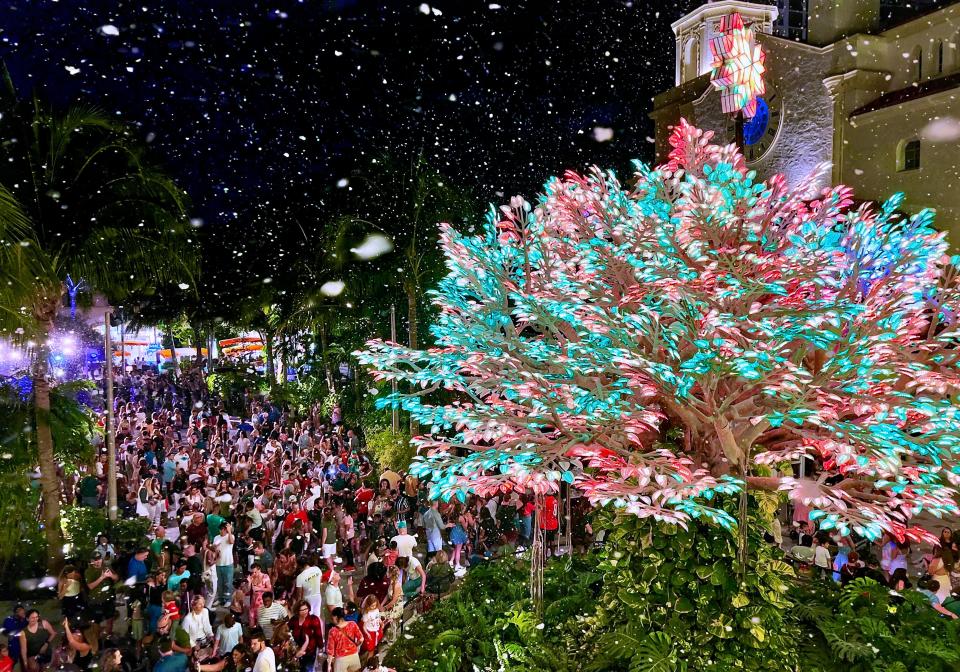 The first snowfall kicks off the holidays at The Square in West Palm Beach on Nov. 11.