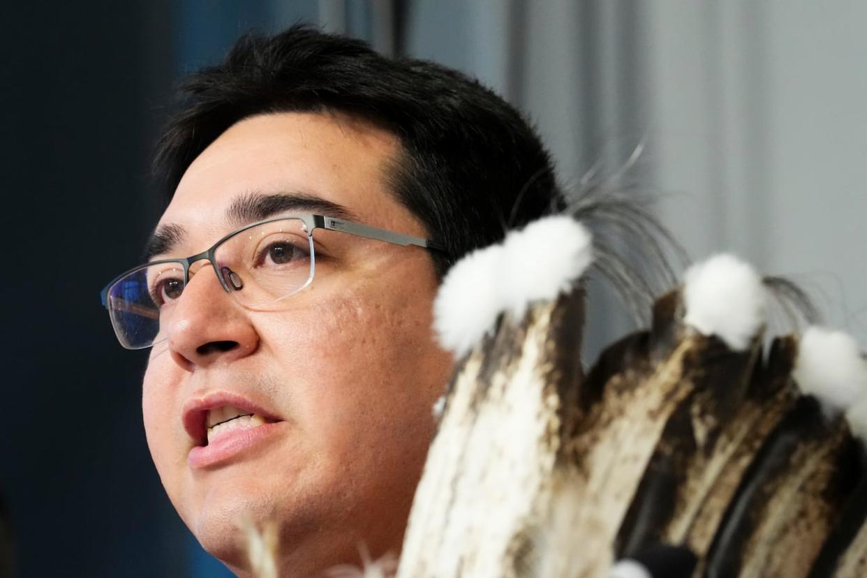 Chief Dylan Whiteduck of Kitigan Zibi Anishinābeg First Nation says he's worried about the impacts of the radioactive waste facility and feels the process of approval was too rushed. (Sean Kilpatrick/The Canadian Press - image credit)