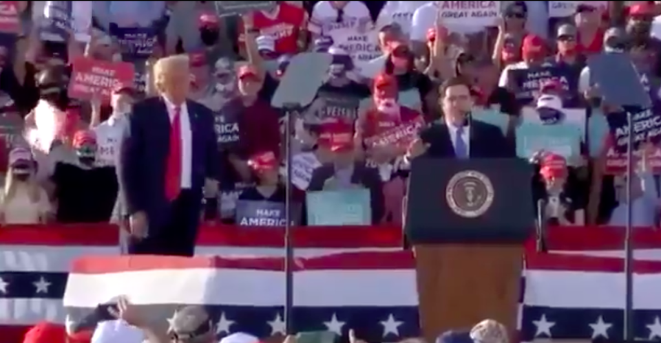 Ducey made the comments as he was introducing Trump on the stage in Arizona (Screengrab/Video)