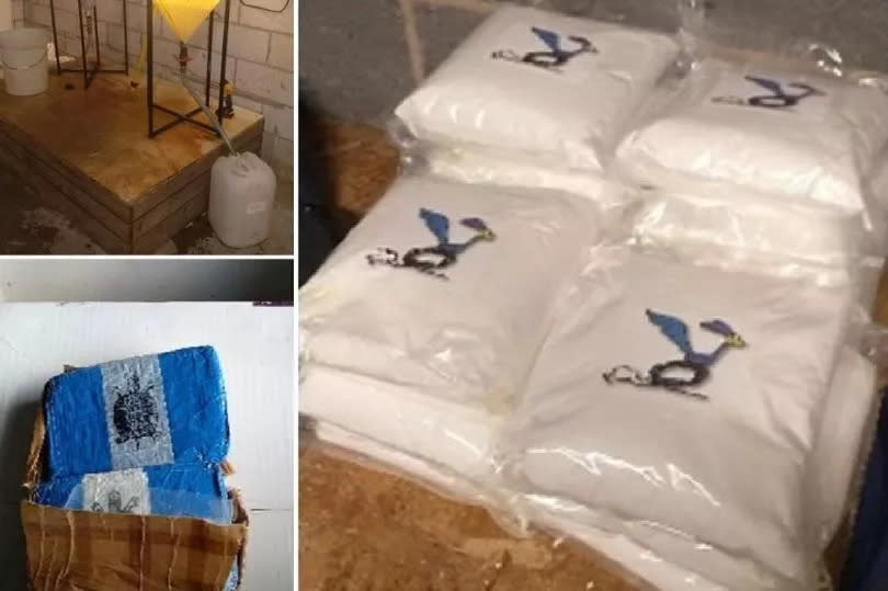 Chemicals and materials seized as part of the police raids at the amphetamine farm