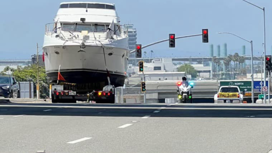 A large boat got stuck in a tunnel near LAX on Friday, July 5, 2024. (Facebook/Los Angeles Airport Police)