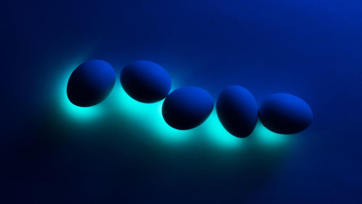 blue glowing eggs