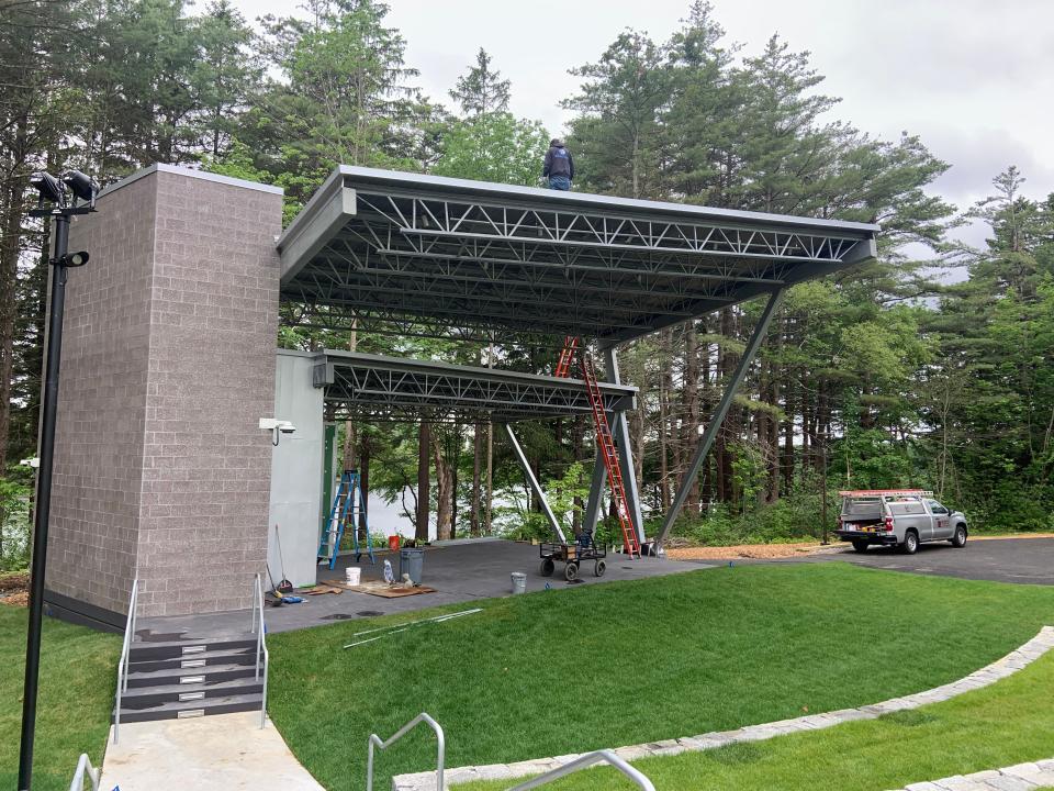 Winchendon community parks workers are putting the finishing touches to the new amphitheater before the grand opening event on Saturday, June 3.