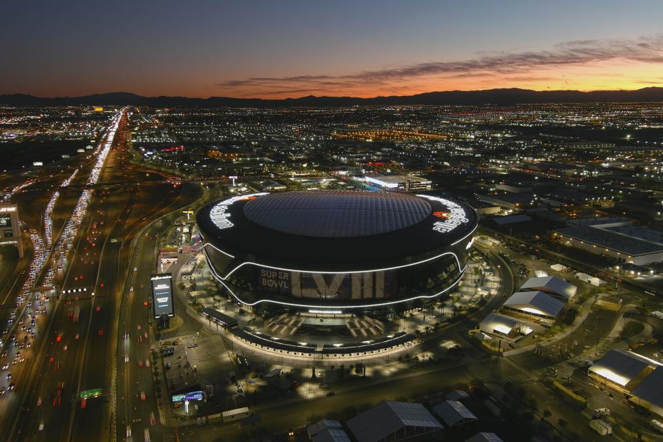 Allegiant Stadium is the site of Super Bowl 58 between the San Francisco 49ers and Kansas City Chiefs, in Las Vegas.