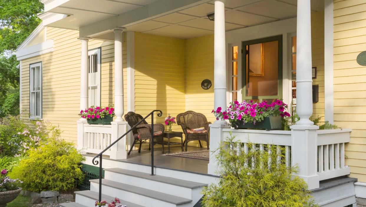  Plants on a porch. 