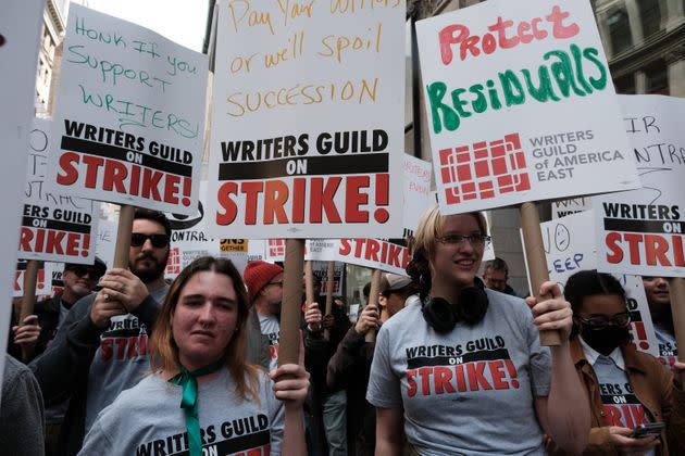 The WGAE picket line at Netflix in Manhattan drew top writers and allies on Wednesday.