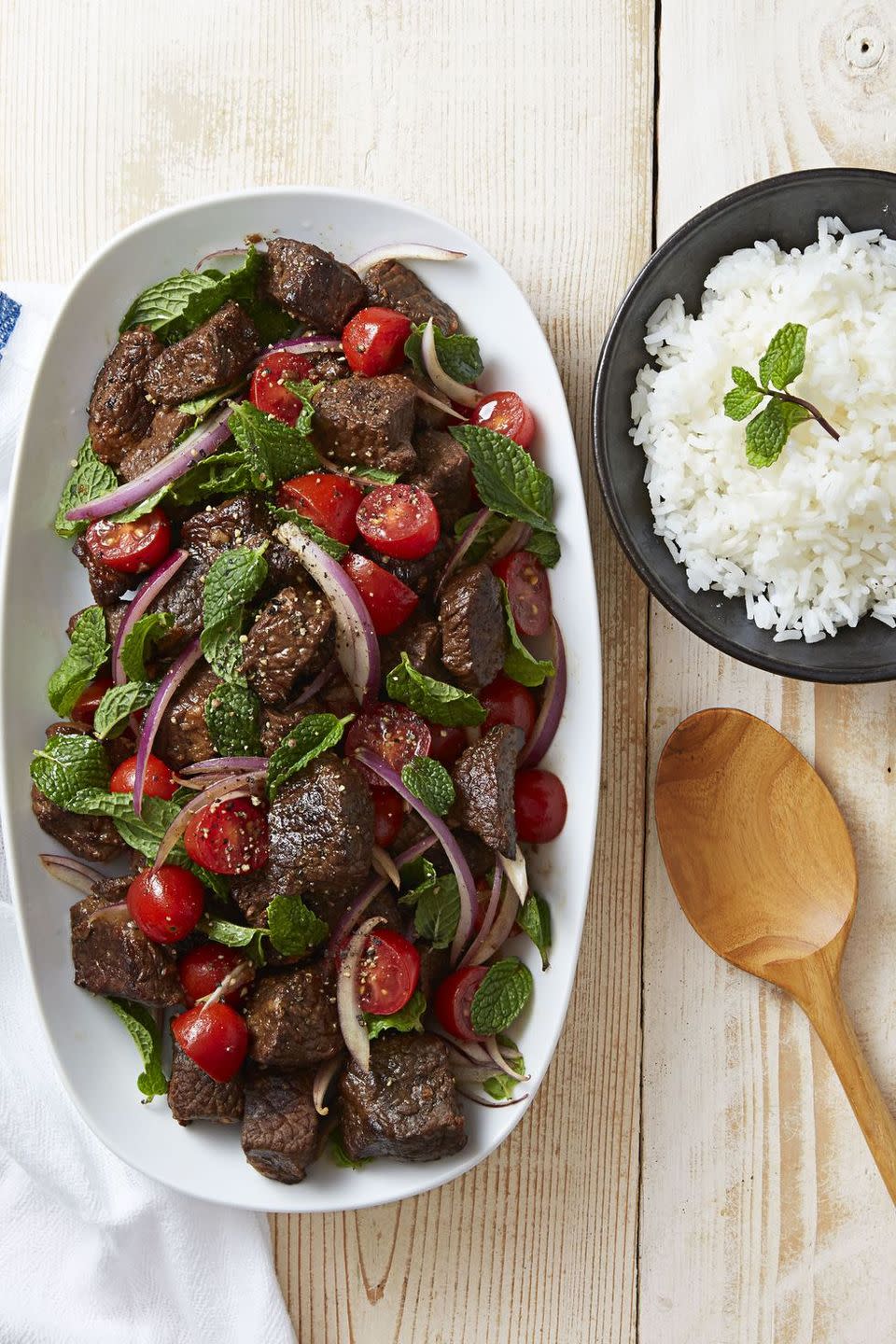 Soy-Braised Beef & Tomato-Mint Salad