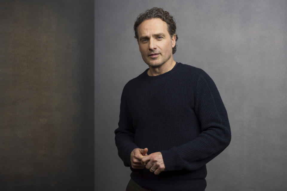 Cast member Andrew Lincoln poses for a portrait to promote the AMC television series "The Walking Dead: The Ones Who Live" during the Winter Television Critics Association Press Tour on Tuesday, Feb. 6, 2024, at The Langham Huntington Hotel in Pasadena, Calif. (Willy Sanjuan/Invision/AP)