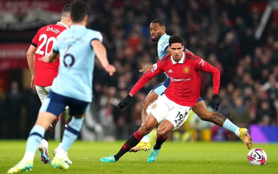 Manchester United's Raphael Varane (right) in action during the Premier League match at Old Trafford, Manchester - PA