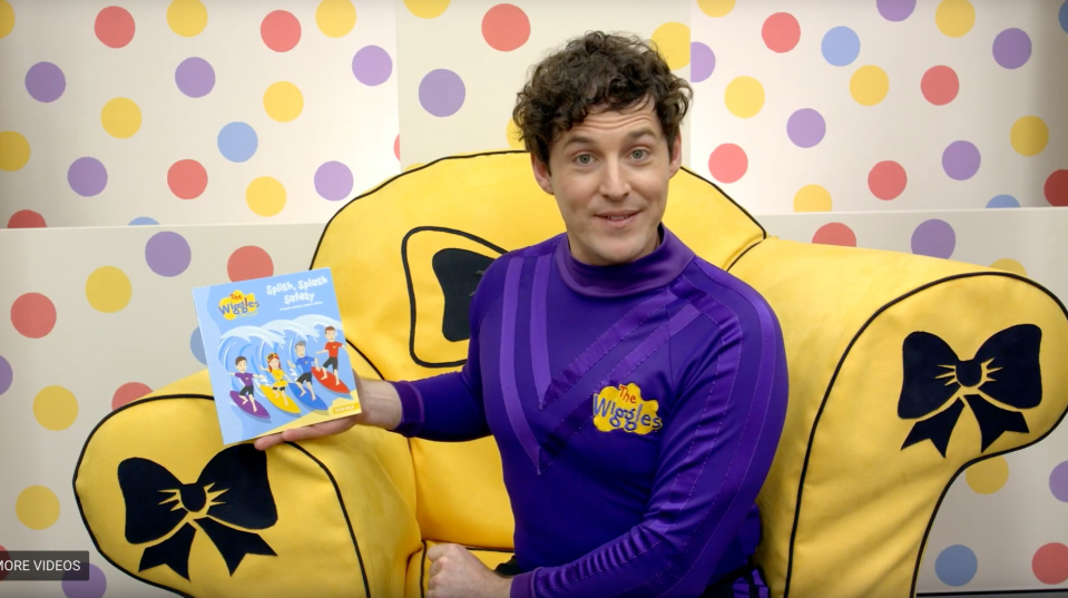 The Wiggles member Lachy reads the book Splish, Splash, Safety on the Big W YouTube channel.