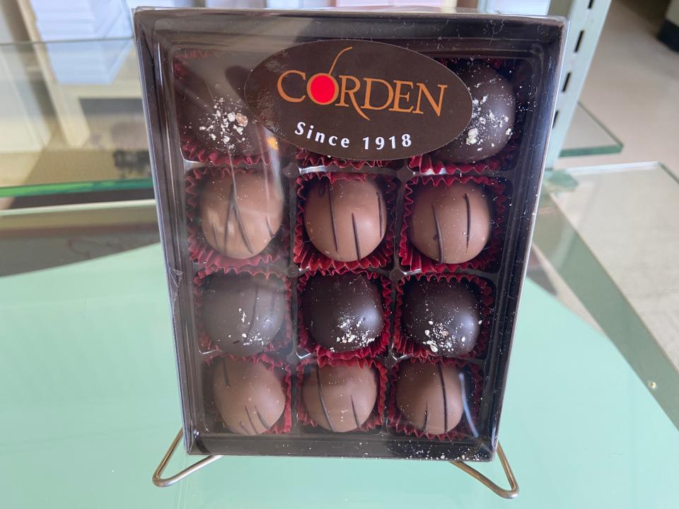 A selection of packaged Corden chocolates.