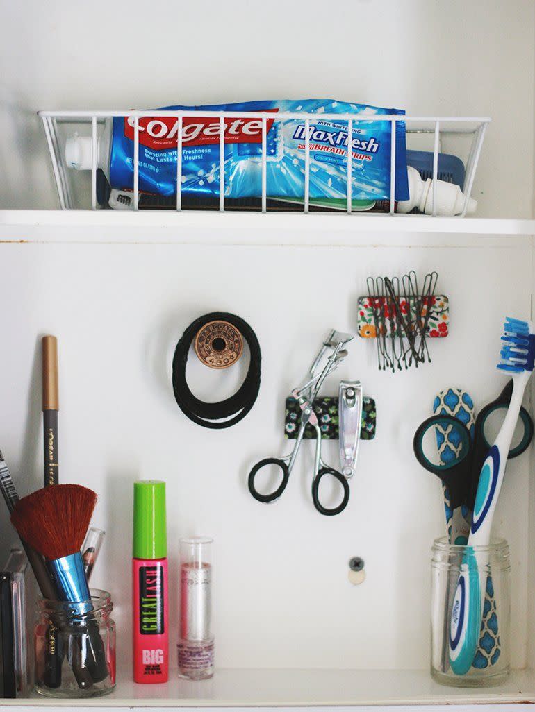 open medicine cabinet with magnets