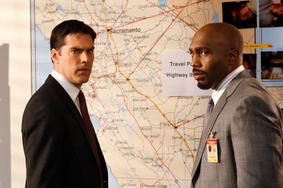 CRIMINAL MINDS, (from left): Thomas Gibson, James Black, 'Catching Out', (Season 4, October 29, 2008