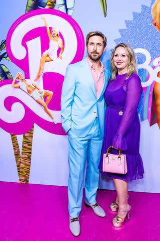 <p>Getty Images</p> Ryan Gosling and sister Mandi Gosling at "Barbie" event