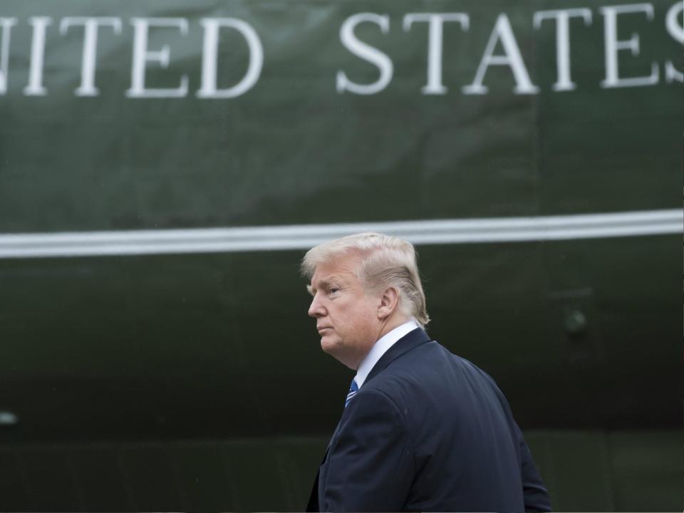 US President Donald Trump walks to Marine One prior to departure the White House on 16 February 2018: SAUL LOEB/AFP/Getty Images