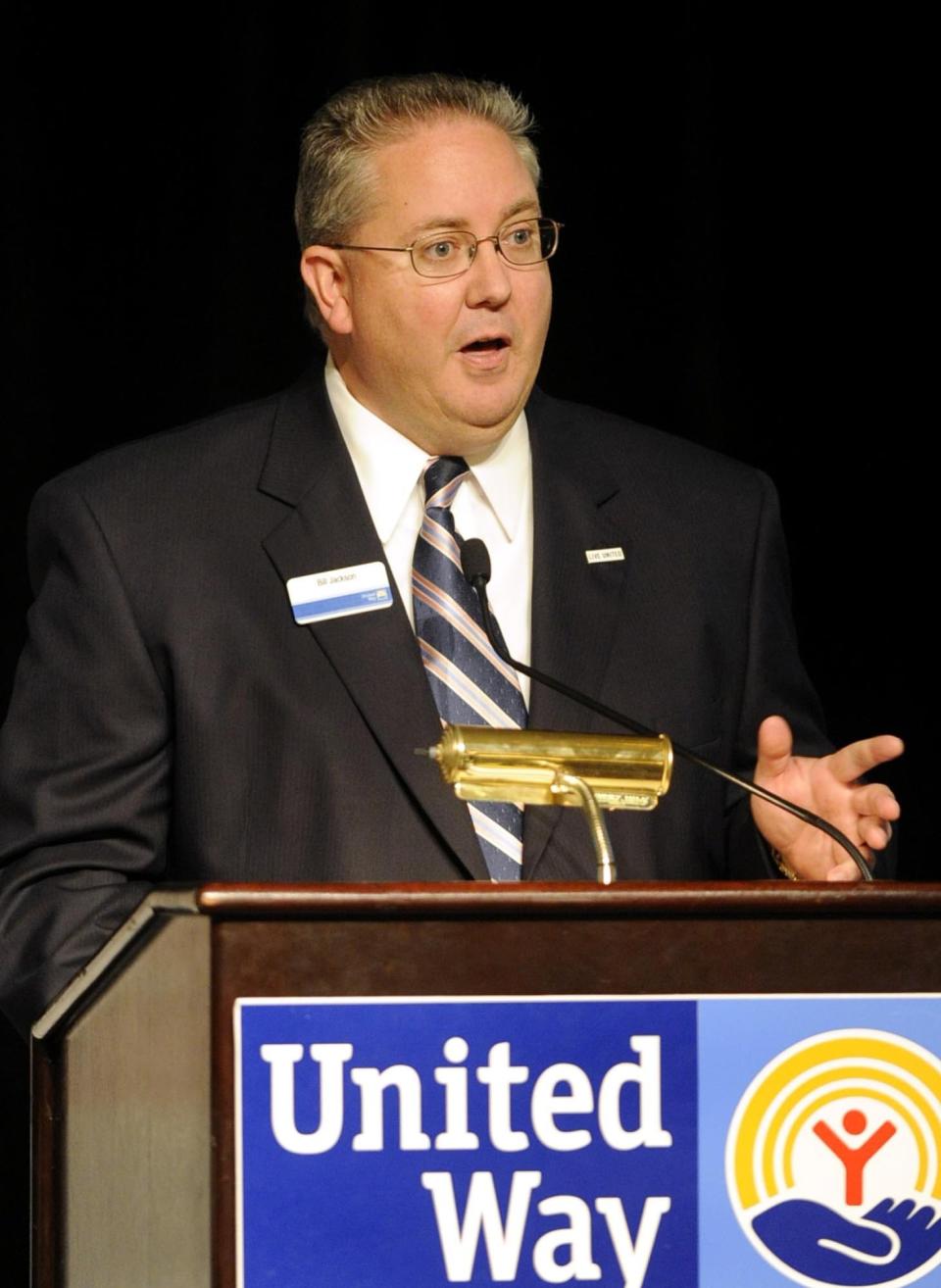 This is an April 20, 2010, file photo of United Way of Erie County president Bill Jackson speaking at the United Way's annual meeting at the Ambassador Conference Center in Summit Township.