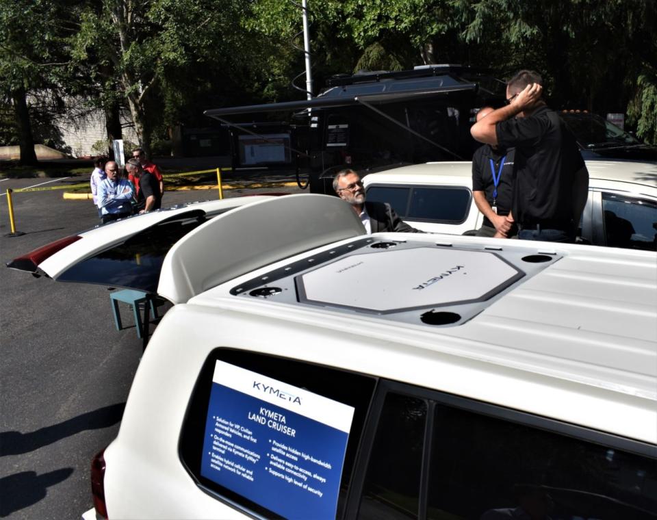 Kymeta antenna in car roof