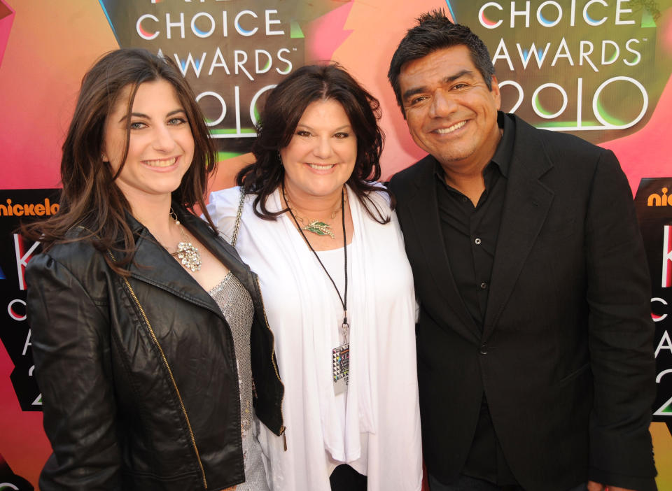 Mayan Lopez, Ann Serrano and actor George Lopez in 2010 in Los Angeles, California. Photo by Jeff Kravitz/KCA2010/FilmMagic.