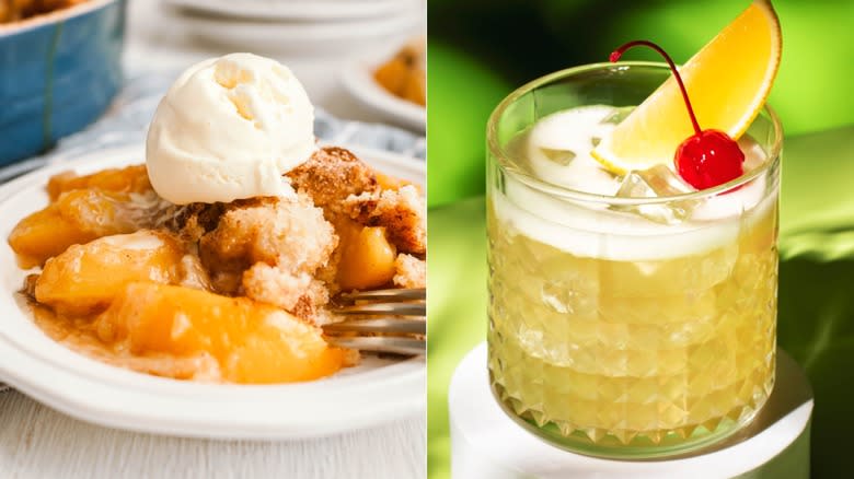 Peach cobbler and whiskey sour