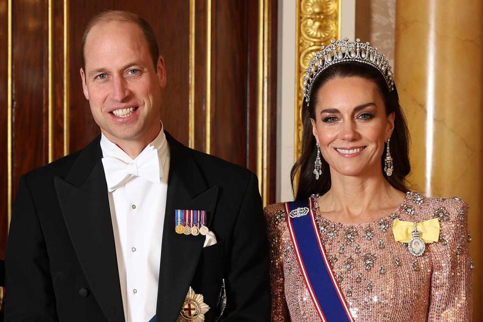 <p>Chris Jackson/Getty</p> Prince William and Kate Middleton attend the Diplomatic Reception on Dec. 5, 2023