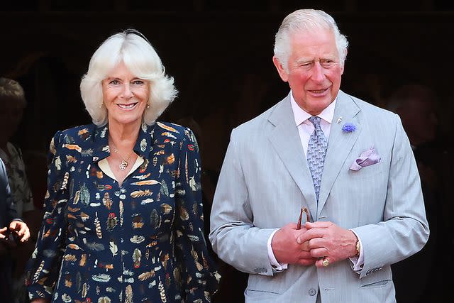 <p>Chris Jackson - WPA Pool/Getty Images</p> King Charles and Queen Camilla depart Exeter Cathedral on July 19, 2021