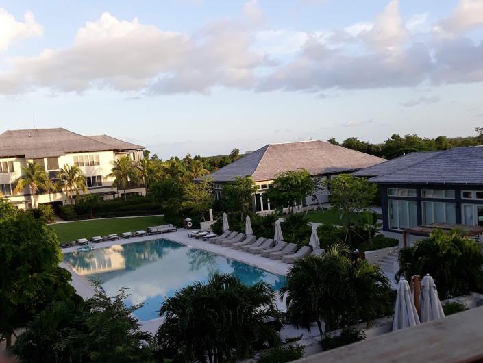 Island House, New Providence, view from balcony of pool