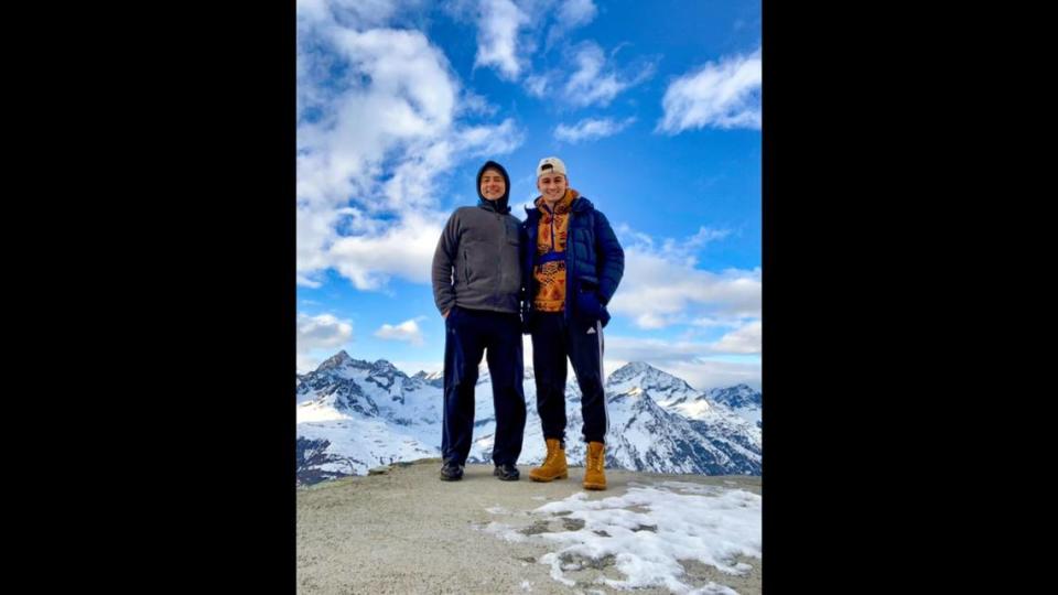Zachary Keesee and his father during a trip to Switzerland in January 2020.