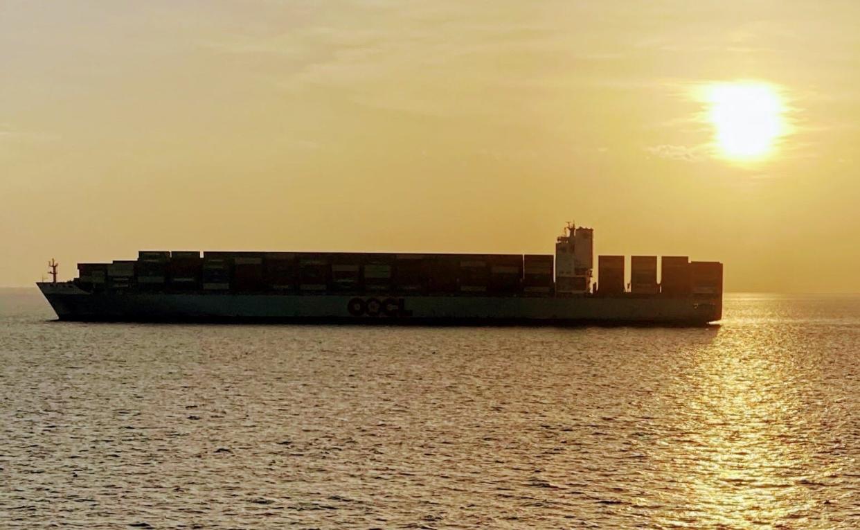 A large container ship prepares to enter the Panama Canal from the Pacific Ocean side. The Port of Palm Beach will allow ships up to 1,000 feet.