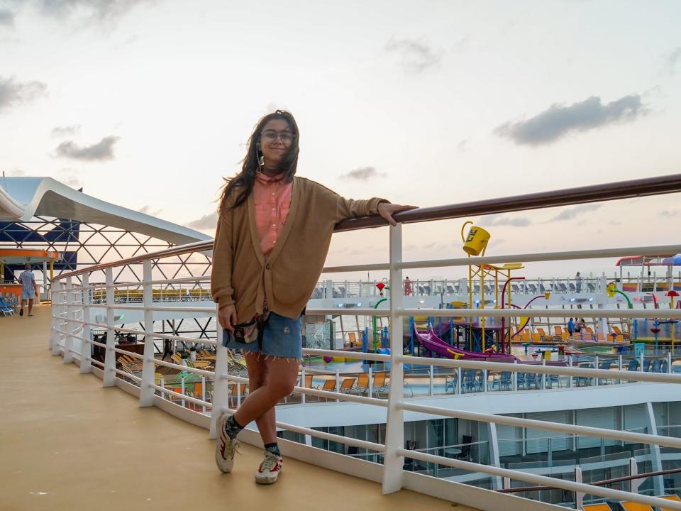 The author on deck 16 of the world's largest cruise ship