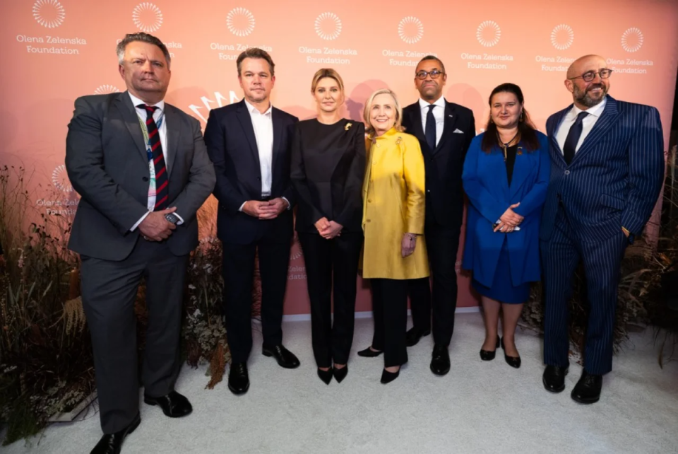 Serhii Kislytsia, Olena Zelenska, Matt Damon, Hillary Clinton, Lloyd Austin, Oksana Markarova and Denys Shmyhal <span class="copyright">@president.gov.ua</span>