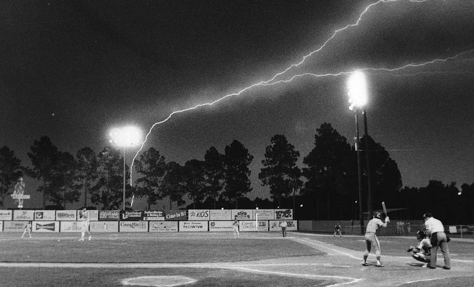 The Columbus Astros play at home game at Golden Park in 1986.