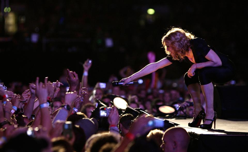 Madonna performs during the charity concert at Wembley Stadium, London.   (Photo by Yui Mok - PA Images/PA Images via Getty Images)