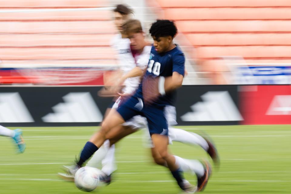 Juan Diego Catholic plays Morgan during the 3A boys soccer championship game at America First Field in Sandy on May 12, 2023. | Ryan Sun, Deseret News