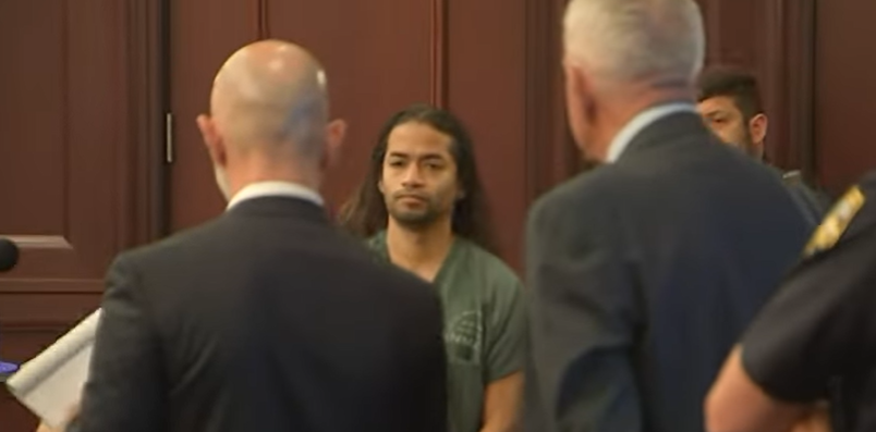 Mario Fernandez Saldana enters a Duval County courtroom where the prosecution advised the judge on May 3, 2023, its intent to pursue the death penalty for Jared Bridegan's 2022 slaying in Jacksonville Beach.