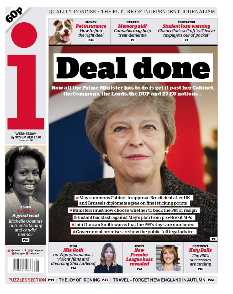 Brexit draft deal: Newspapers reaction