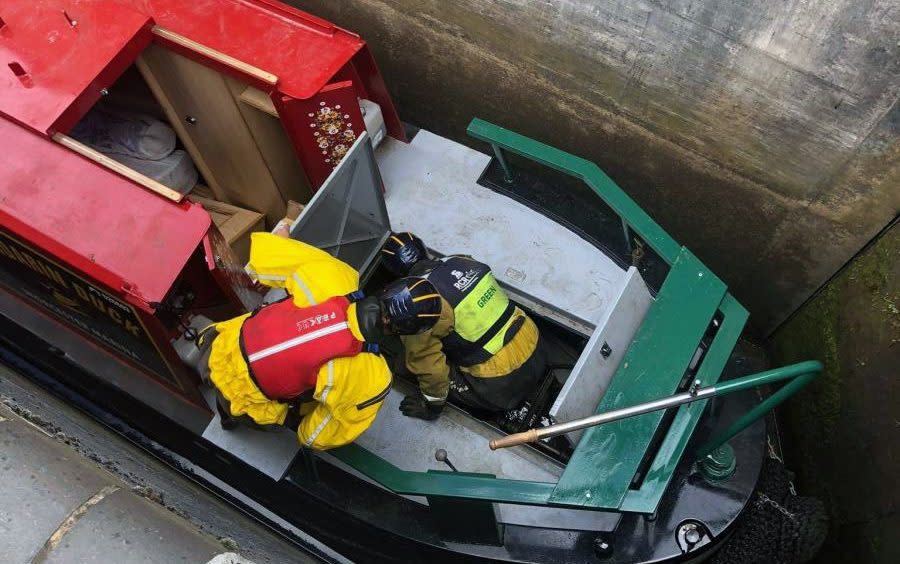 The stag group got one of their party barges stuck in a lock on a Worcestershire waterway - Wessex News Agency